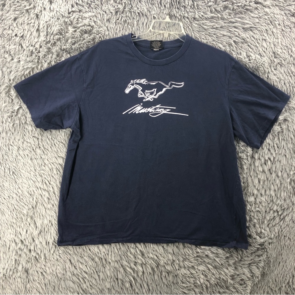 Mustang Tshirt Mens XL Steve & Barrys Spellout Logo Horse Distressed Blue